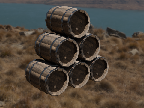 Low Poly Wooden Barrel Game Ready Low-poly 3Dモデル