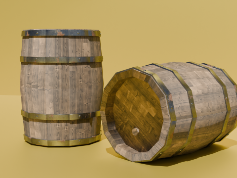 Low Poly Wooden Barrel Game Ready Low-poly 3Dモデル
