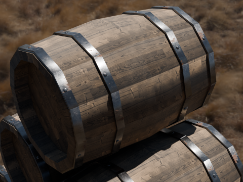 Low Poly Wooden Barrel Game Ready Low-poly 3Dモデル