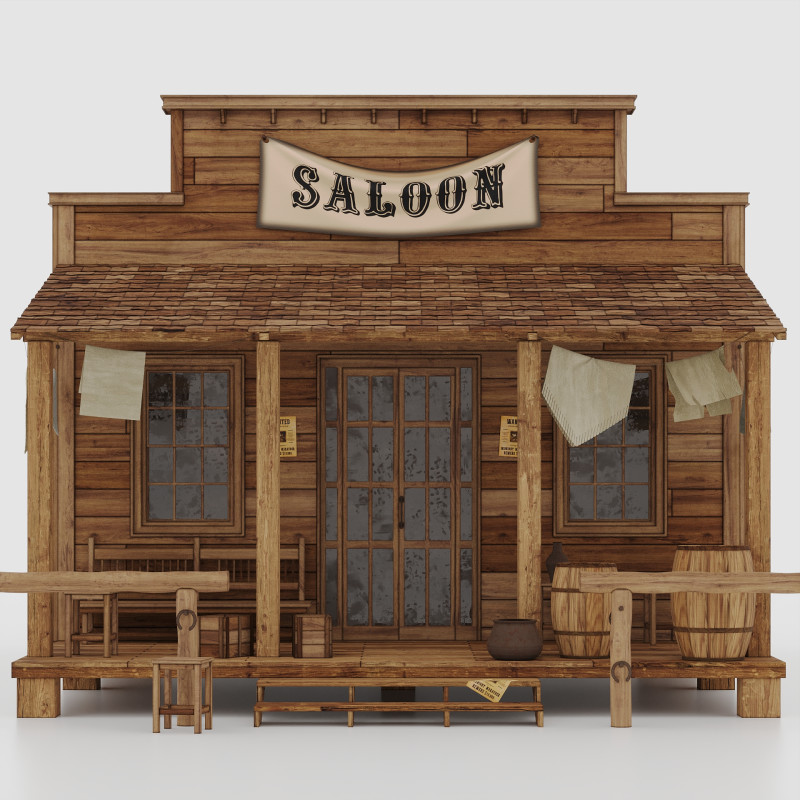 Wild West Saloon 3Dモデル .c4d .max .obj .3ds .fbx .stl .blend 