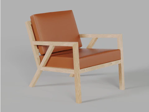 Gus Modern - Kursi Rangka - Cognac Kulit Kulit Apel Vegan Model 3D