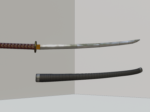 Katana with Sheath Modèle 3D