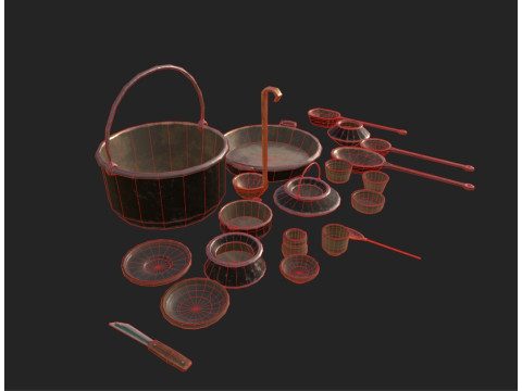 Ancient Items for Kitchen pbr 3D Model