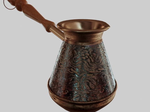 Old copper pot for coffee Cezve Model 3D