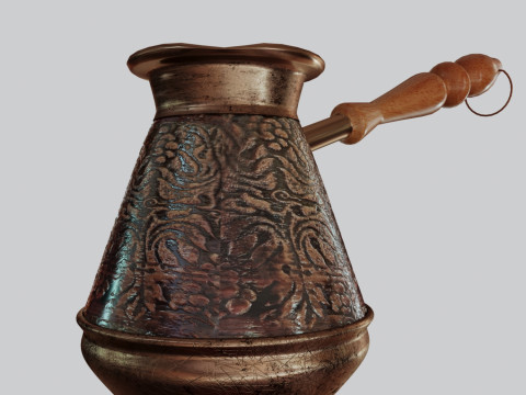 Old copper pot for coffee Cezve 3Dモデル