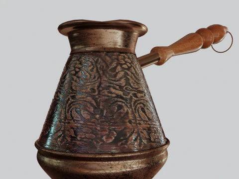 Old copper pot for coffee Cezve 3D Model