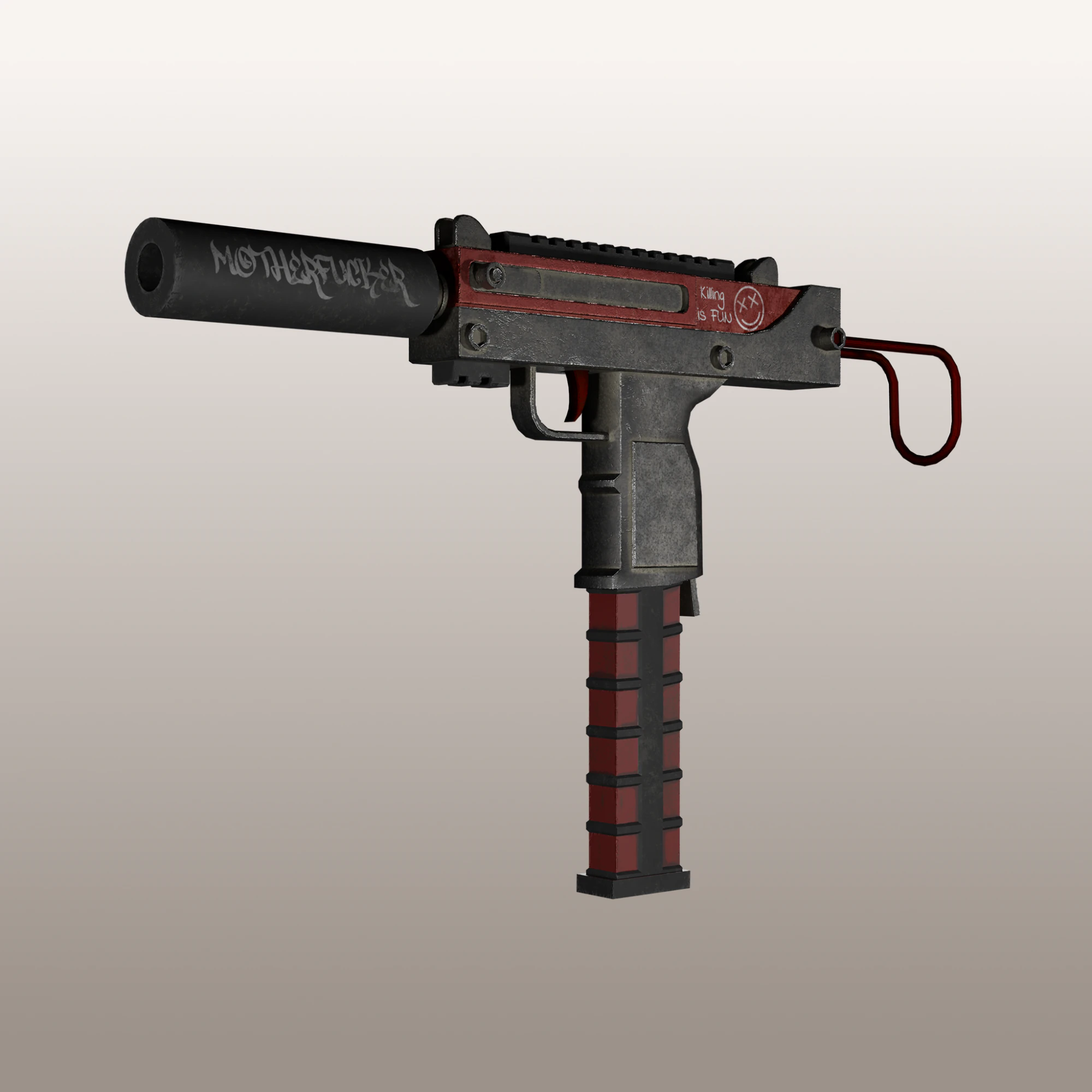 Automatic pistol 3D Model .c4d .max .obj .3ds .fbx .stl .blend 