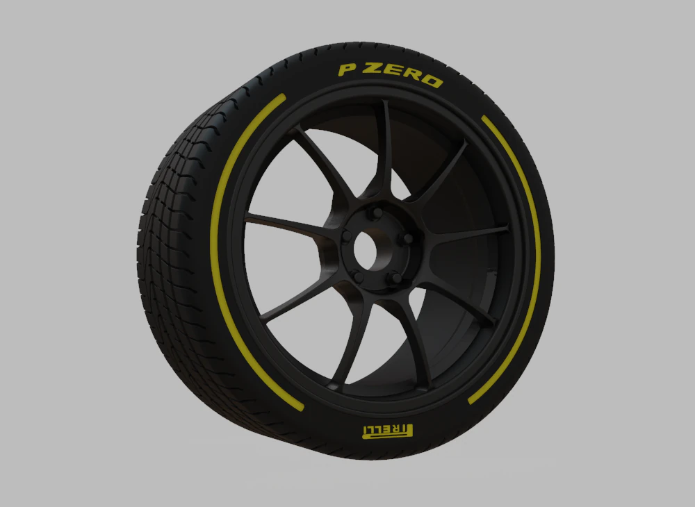 Miniature Enkei PF09 Rim Tire - 3D Print - No Textures 3D Print Model .c4d .max .obj .3ds .fbx .stl .blend