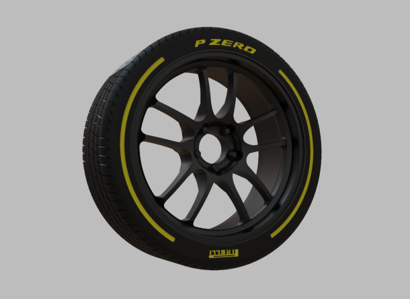 Miniature Enkei PF01EVO Rim Tire - 3D Print - No Textures Model do druku 3D .c4d .max .obj .3ds .fbx .stl .blend 