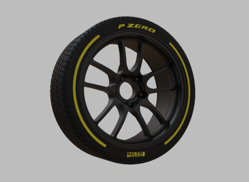 Miniature Enkei PF01SS Rim Tire - 3D Print - No Textures 3D Print Model .c4d .max .obj .3ds .fbx .stl .blend 