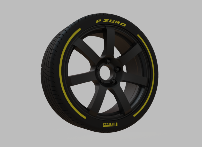 Miniature Enkei PF07 Rim Tire - 3D Print - No Textures 3D Print Model .c4d .max .obj .3ds .fbx .stl .blend 