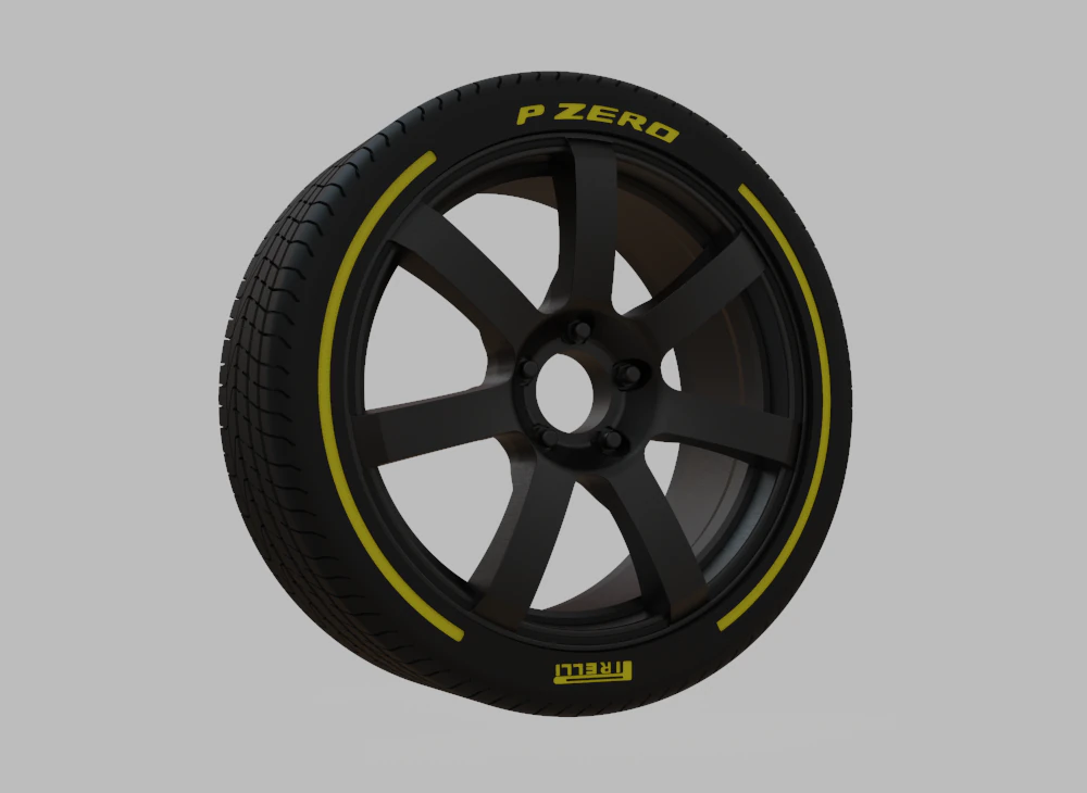 Miniature Enkei PF07 Rim Tire - 3D Print - No Textures 3D Print Model .c4d .max .obj .3ds .fbx .stl .blend 