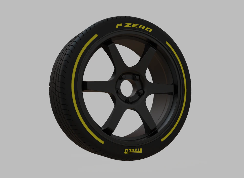 Miniature Enkei T6R Rim Tire - 3D Print - No Textures 3D Print Model .c4d .max .obj .3ds .fbx .stl .blend 