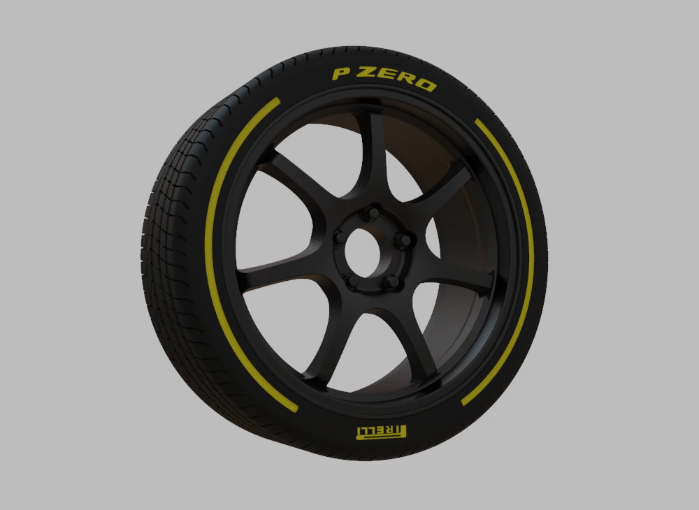 Miniature Enkei TS-7 Rim Tire - 3D Print - No Textures 3D Print Model .c4d .max .obj .3ds .fbx .stl .blend 