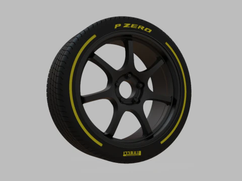 Miniature Enkei TS-7 Rim Tire - 3D Print - No Textures 3D Print Model