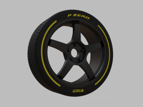 Miniature Enkei TS-5 Rim Tire - 3D Print - No Textures 3D Print Model