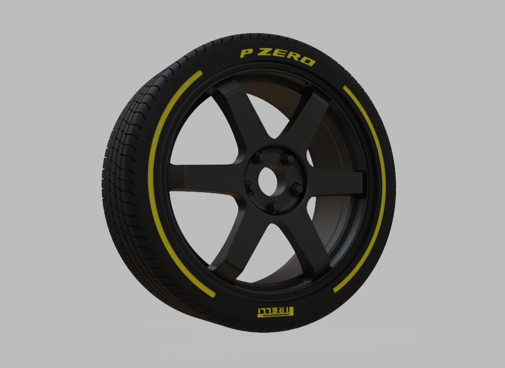 Miniature Enkei T6S Rim Tire - 3D Print - No Textures 3D Print Model .c4d .max .obj .3ds .fbx .stl .blend 
