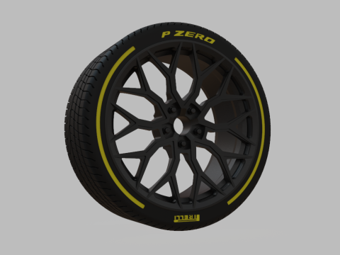 Miniature Vossen HF-2 Rim Tire - 3D Print - No Textures 3Dプリントモデル