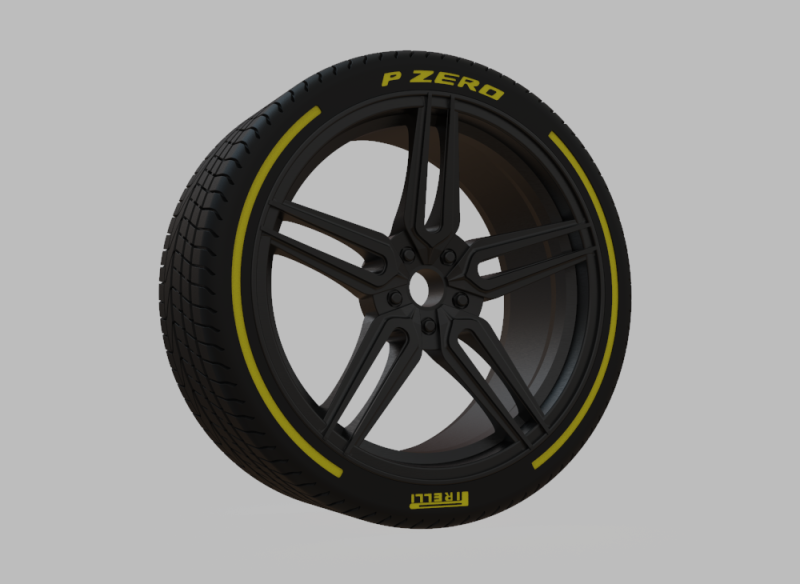 Miniature Vossen HF-1 Rim Tire - 3D Print - No Textures 3D Print Model .c4d .max .obj .3ds .fbx .stl .blend 