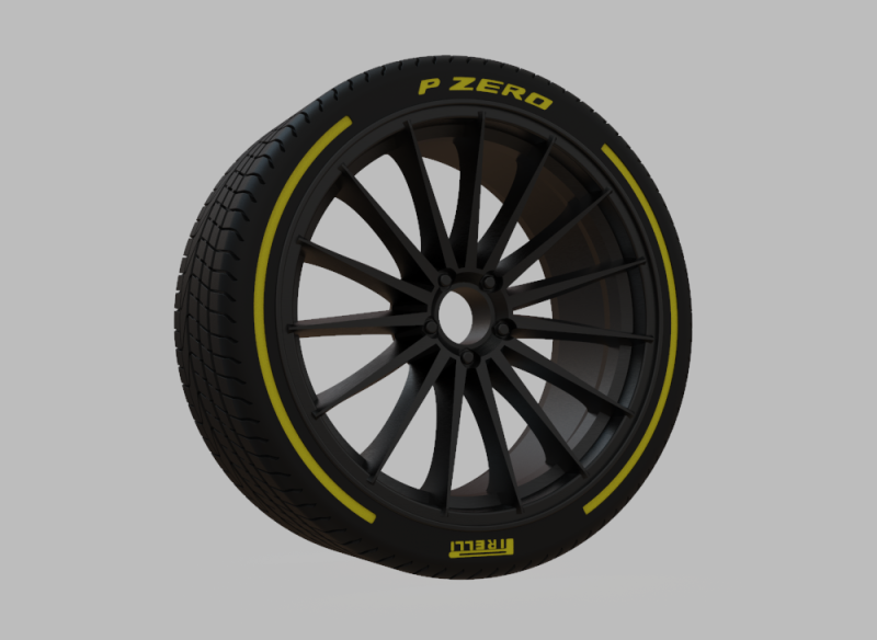 Miniature Vossen VFS-2 Rim Tire - 3D Print - No Textures 3Dプリントモデル .c4d .max .obj .3ds .fbx .stl .blend 