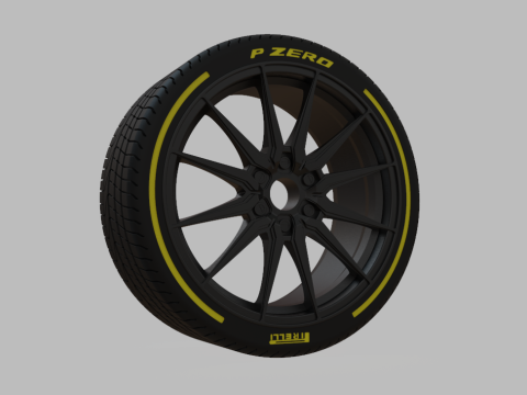 Miniature Vossen HF6-1 Rim Tire - 3D Print - No Textures 3Dプリントモデル