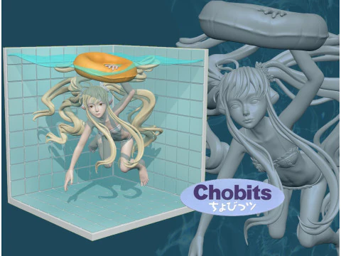 एनीमे कैरेक्टर मॉडल चोबिट्स 3D प्रिंट मॉडल