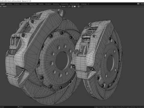 K Sport Brake Caliper and Brake Disc 3D Model