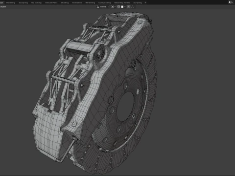 RS Brake Caliper and Brake Disc 3D Model