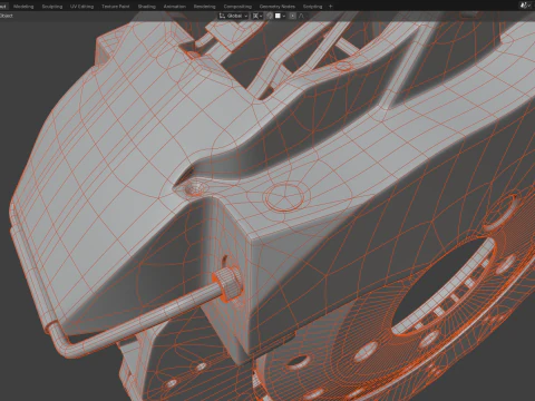 RS Brake Caliper and Brake Disc 3D Model