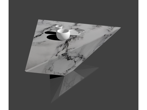 Tableware set on marble triangular table 3D Модель