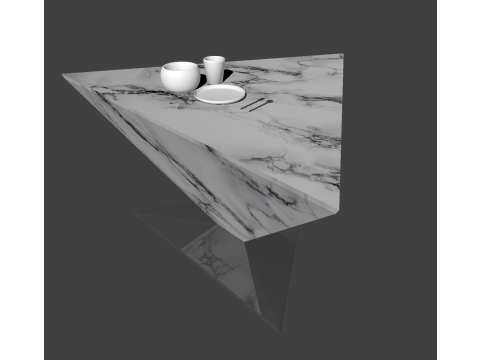 Tableware set on marble triangular table 3Dモデル