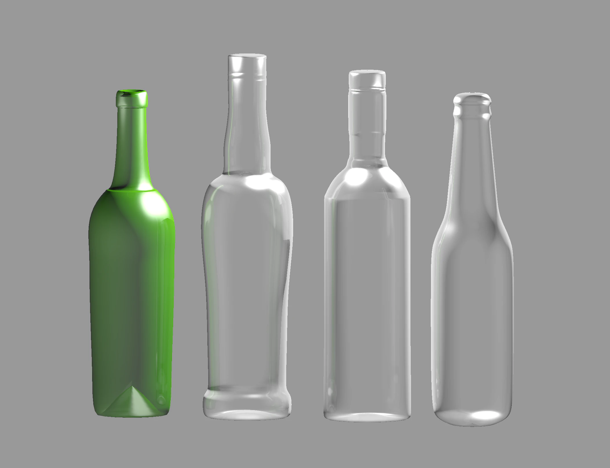 Bottles 3D Model .c4d .max .obj .3ds .fbx .stl .blend 