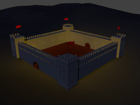 Paisagem do castelo Low-poly OWENDAL Modelo 3D
