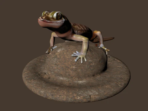 Lagarto marr&oacute;n sobre una roca OWENDAL Modelo 3D