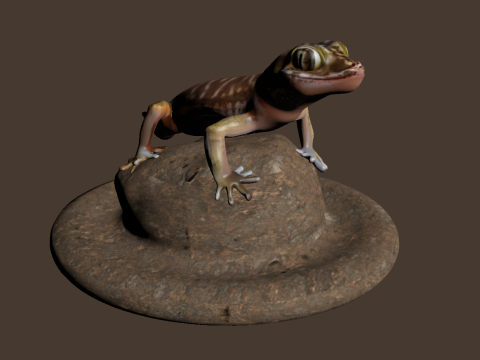 Brown lizard on a rock OWENDAL Modello 3D