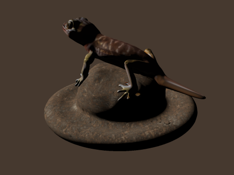 Brown lizard on a rock OWENDAL Modello 3D