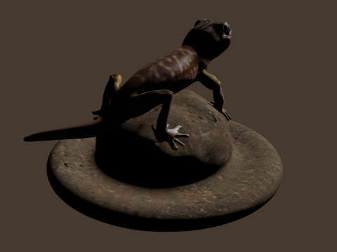 Brown lizard on a rock OWENDAL Modello 3D