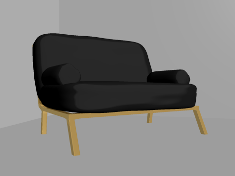 Black and gold sofa with side table low poly OWENDAL 3Dモデル