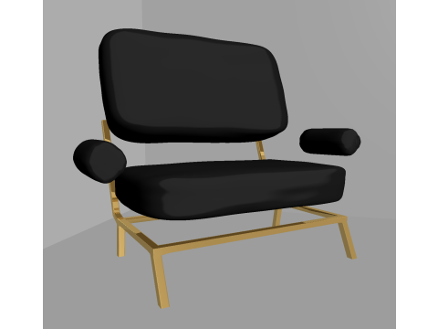 Black and gold sofa with side table low poly OWENDAL 3Dモデル