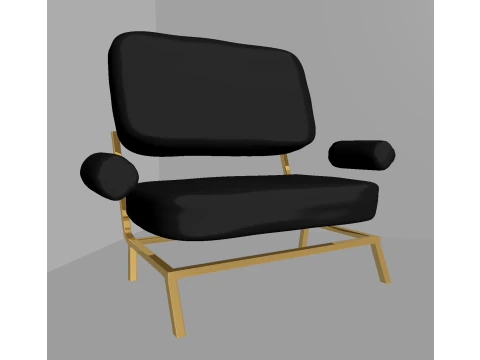 Black and gold sofa with side table low poly OWENDAL 3D Model