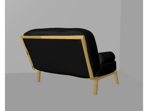 Black and gold sofa with side table low poly OWENDAL 3Dモデル