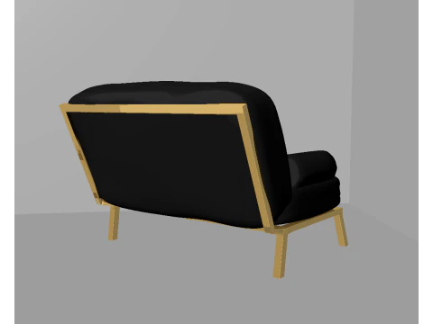Black and gold sofa with side table low poly OWENDAL 3D Model