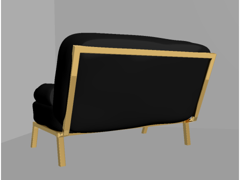 Black and gold sofa with side table low poly OWENDAL 3Dモデル