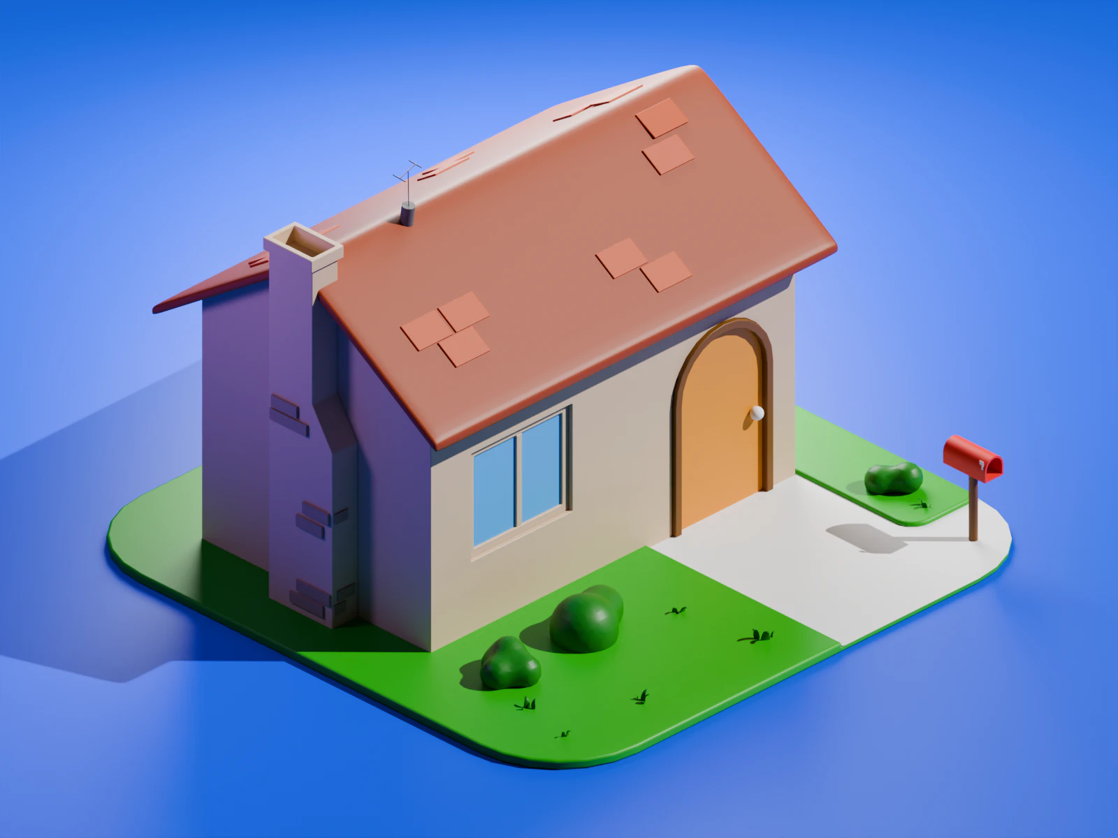 Stylized house 3D 3D Model .c4d .max .obj .3ds .fbx .stl .blend