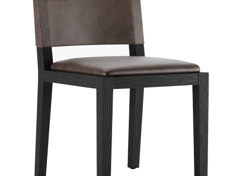 Cadeira lateral de jantar em couro sela Modelo 3D