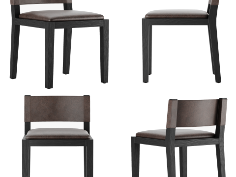 Saddle Leather Dining Side Chair 3D Model