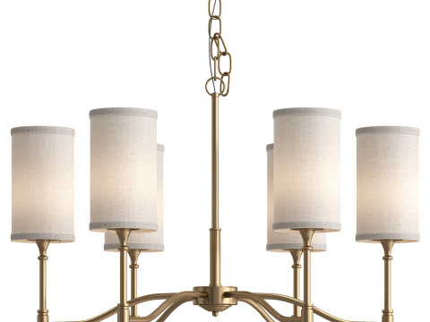 Gold Tubular Pendant Chandelier 3D Model