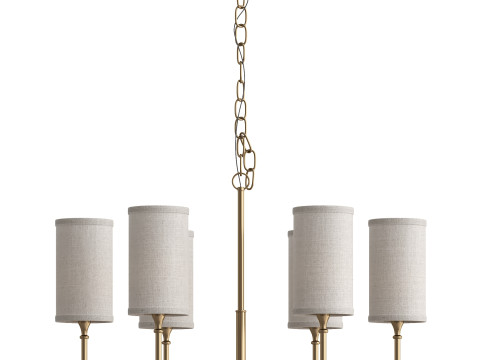 Gold Tubular Pendant Chandelier 3D Модель