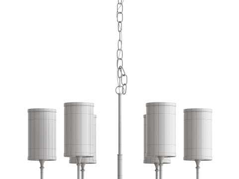 Gold Tubular Pendant Chandelier 3D Модель