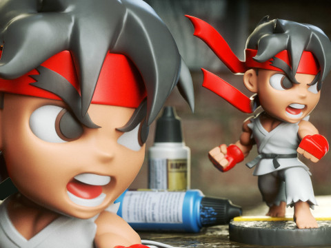 Ryu Chibi Figures 3D Print Model
